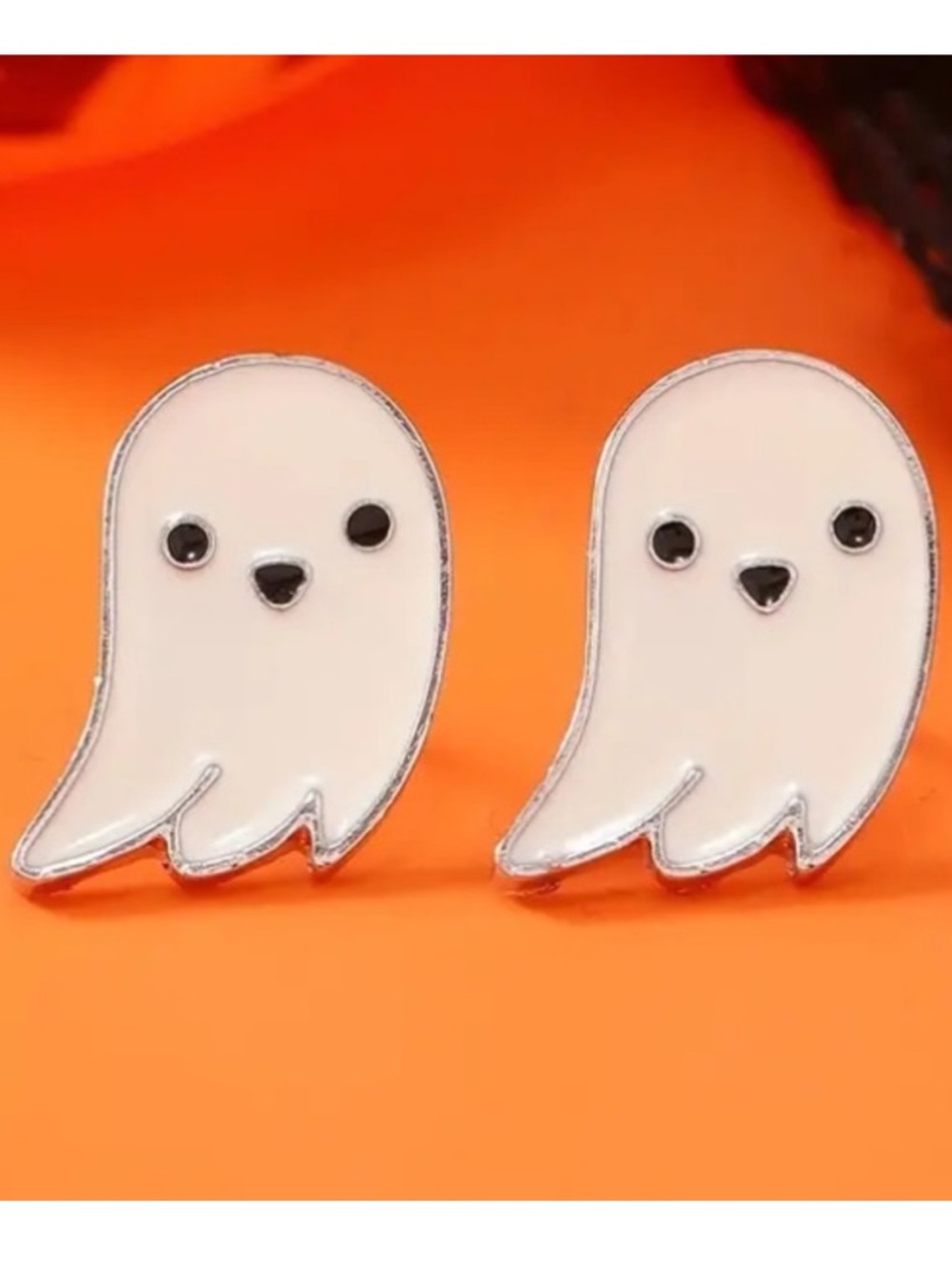 Friendly White Ghost Halloween Stud Earrings
